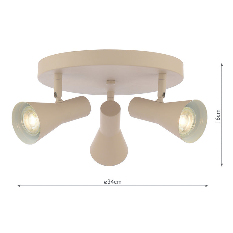 Arnel 3 Light Semi-Flush Satin Taupe -  Adjustable Ceiling Lights