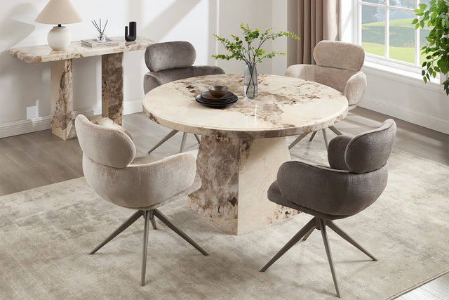Artemis Round Dining Table 130 cm Mottled Mocha