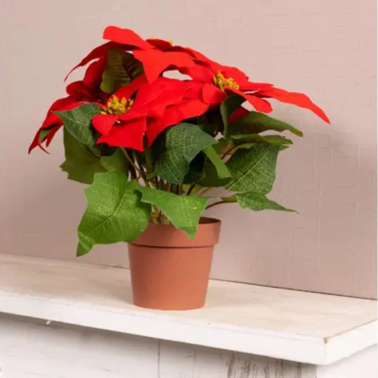 Artificial Potted Poinsettia