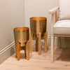 Aruna Set of 2 Planters With Mango Stand Gold close view picture of the planters design