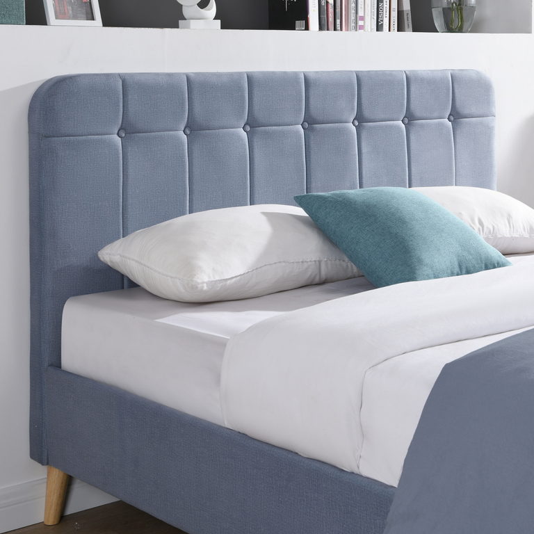 Ashley King Size Bed with Fabric Headboard Blue