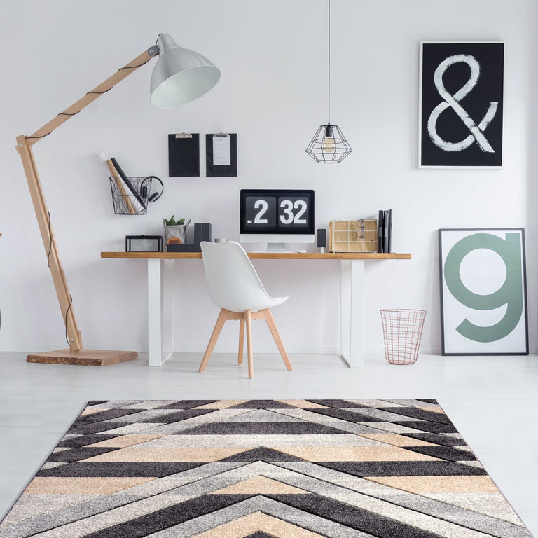Asher Geometric Rug Grey-Beige