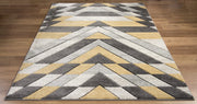 Asher Geometric Rug Grey-Mustard picture on the floor