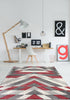 Asher Geometric Rug Grey-Red life style picture