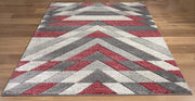 Asher Geometric Rug Grey-Red picture on the floor