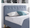 Ashley Double Bed with Fabric Headboard Sky Blue close view picture of the hedboard