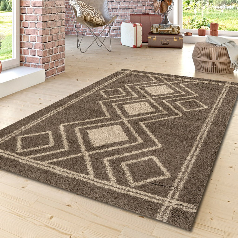 Ashton Geometric Rug 02 Taupe Beige
