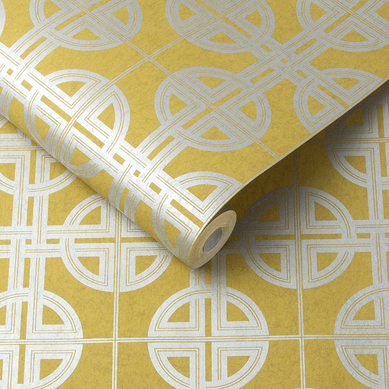 Graham & Brown Asian Lattice Saffron Wallpaper