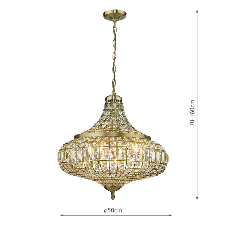 Asmara 6 Light Pendant Antique Brass Crystal - Crystal Pendant Light