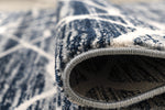 Aspire Abstract Rug 104 Dark Blue close view picture of the border and pile height