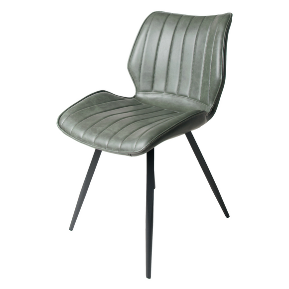 Elevate your dining space with the modern Asti Chair in Forest Leather.
