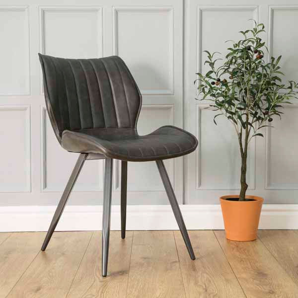 Asti Dining Chair Leather Grey