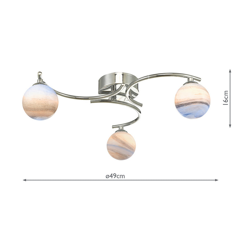 Atiya 3 Light Semi Flush Polished Chrome - Modern Lighting Collection