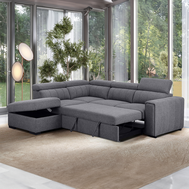 August Sectional Sofa Bed LHF Anthracite Grey - Sectional Corner Sofa Bed