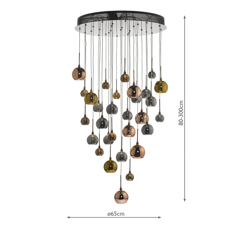 Aurelia 30lt Cluster Pendant Black Chrome - Luxury Lighting Collection