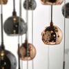 Aurelia 30lt Cluster Pendant Black Chrome close view picture of the glass shades