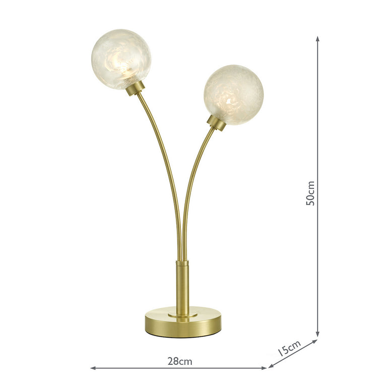 Avari 2 Light Table Lamp Satin Brass - Home Decor Lighting Collection