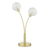 Avari 2 Light Table Lamp Satin Brass with a frosted glass shade