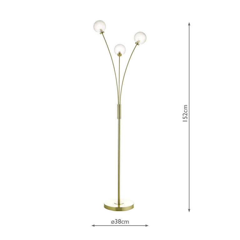 Avari 3 Light Floor Lamp Satin Brass - Floor Lamp Collection