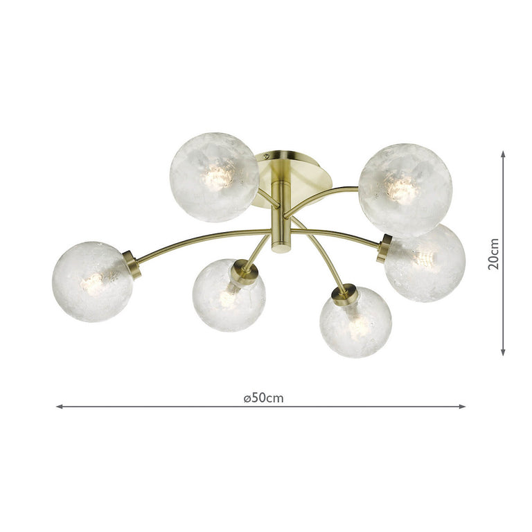Avari 6 Light Semi Flush Satin Brass - Ceiling Lighting Collection