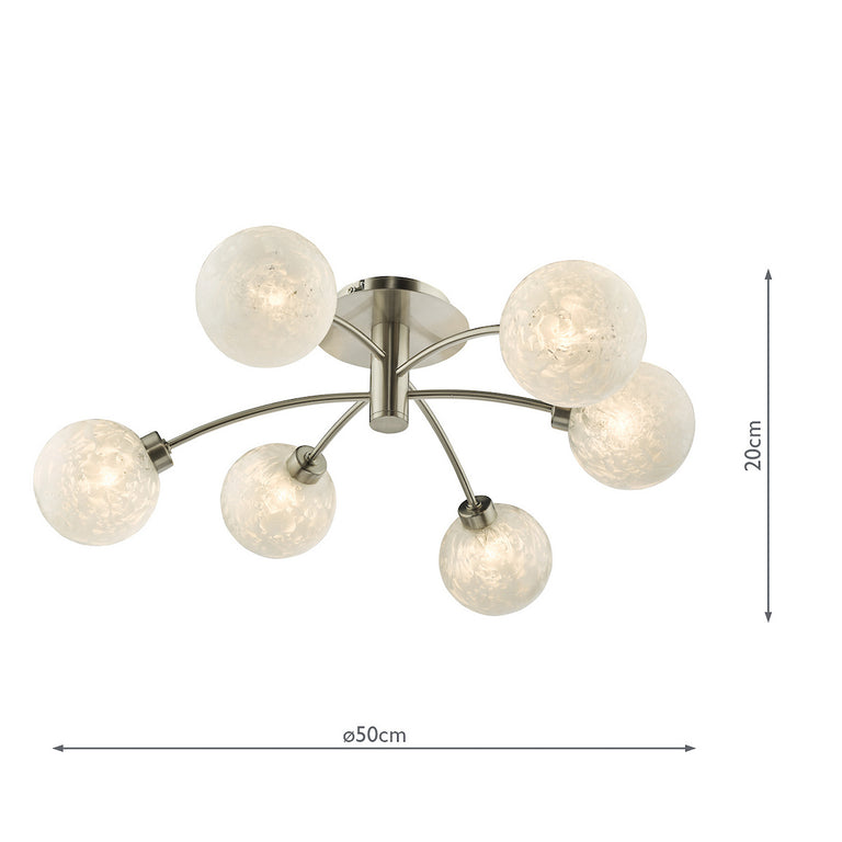Avari 6 Light Semi Flush Satin Nickel - Avari Lighting Collection