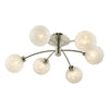 Avari 6 Light Semi Flush Satin Nickel Frosted Glass picture with switched on light