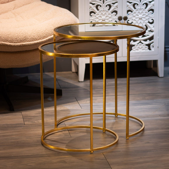 Avery Nest of 2 Side Tables Gold life style picture