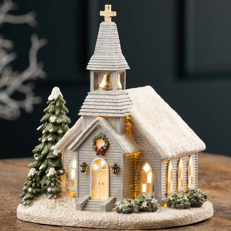 Aynsley Christmas Church LED Figurine – Festive Christmas LED Decor