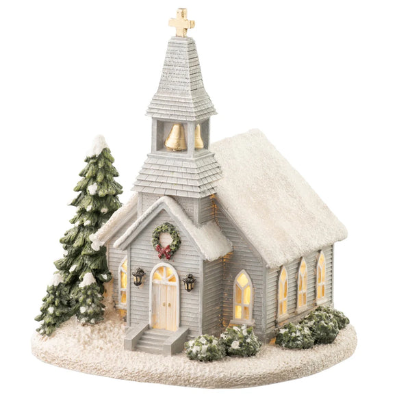 Aynsley Christmas Church LED Figurine picture on the white background