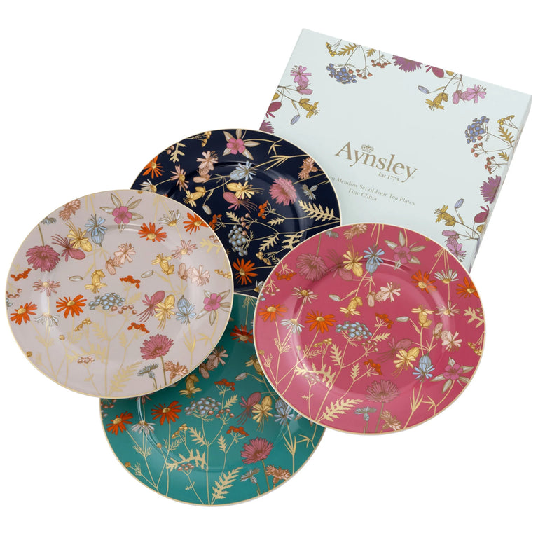 Aynsley Golden Meadow Tea Plates Set of 4 | Fine China Teaware