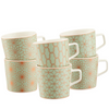 Stylish mugs with a sage and copper design