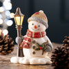 Aynsley Snowman Lamp Post LED lit with pine cones