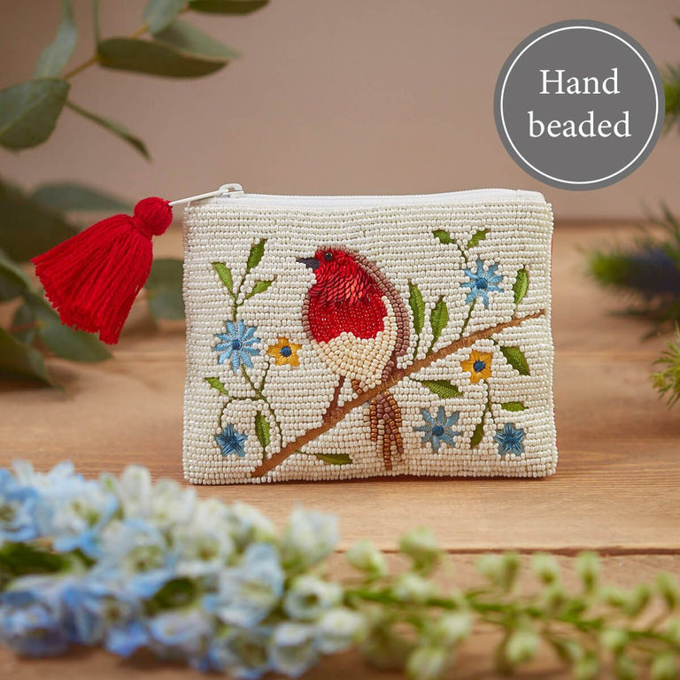 Beaded Robin Pouch