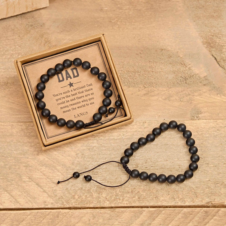 Black Onix Gemstone Dad Men Bead Bracelet
