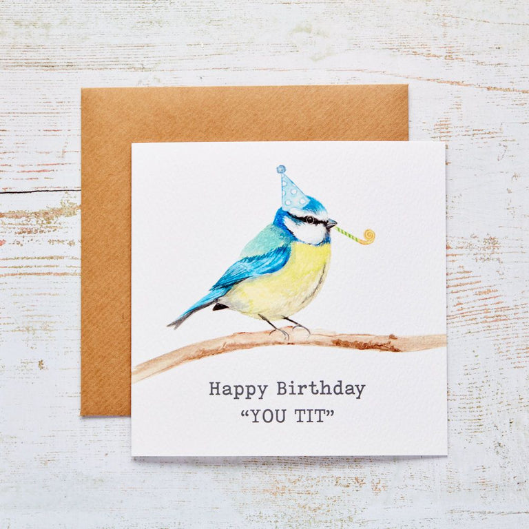 Blue Tit Bird Birthday Card