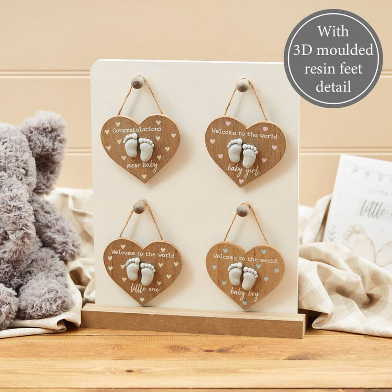 Baby Feet Pebble Heart Hanger