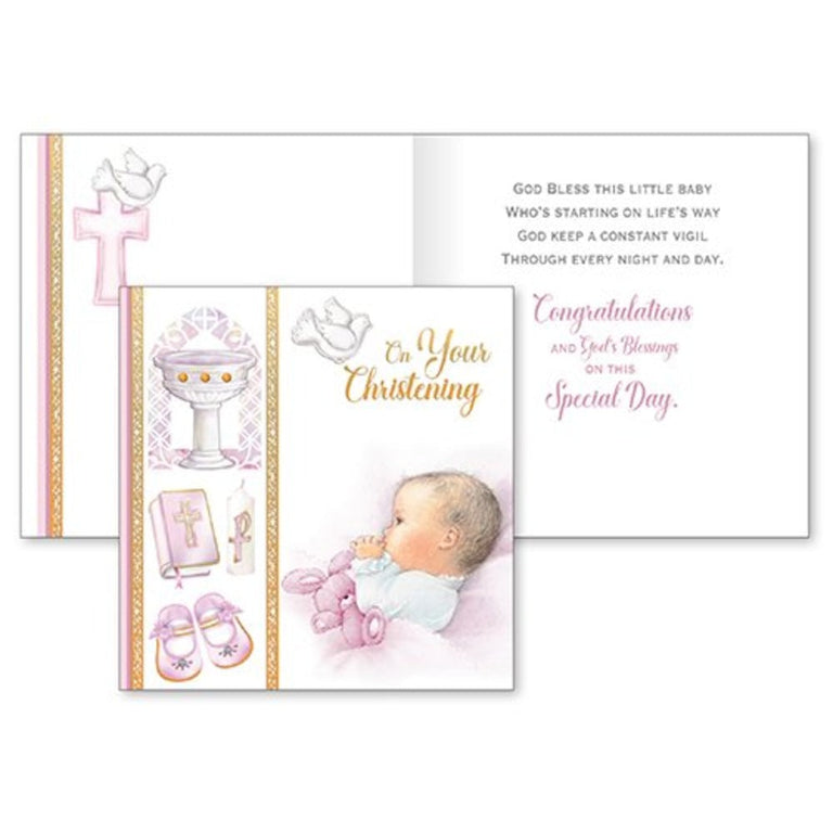 Baby Girl Christening Handcrafted Card