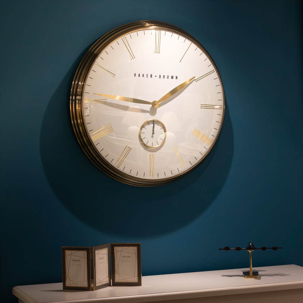 Baker & Brown Whitby Wall Clock - Chrome (50cm/20
