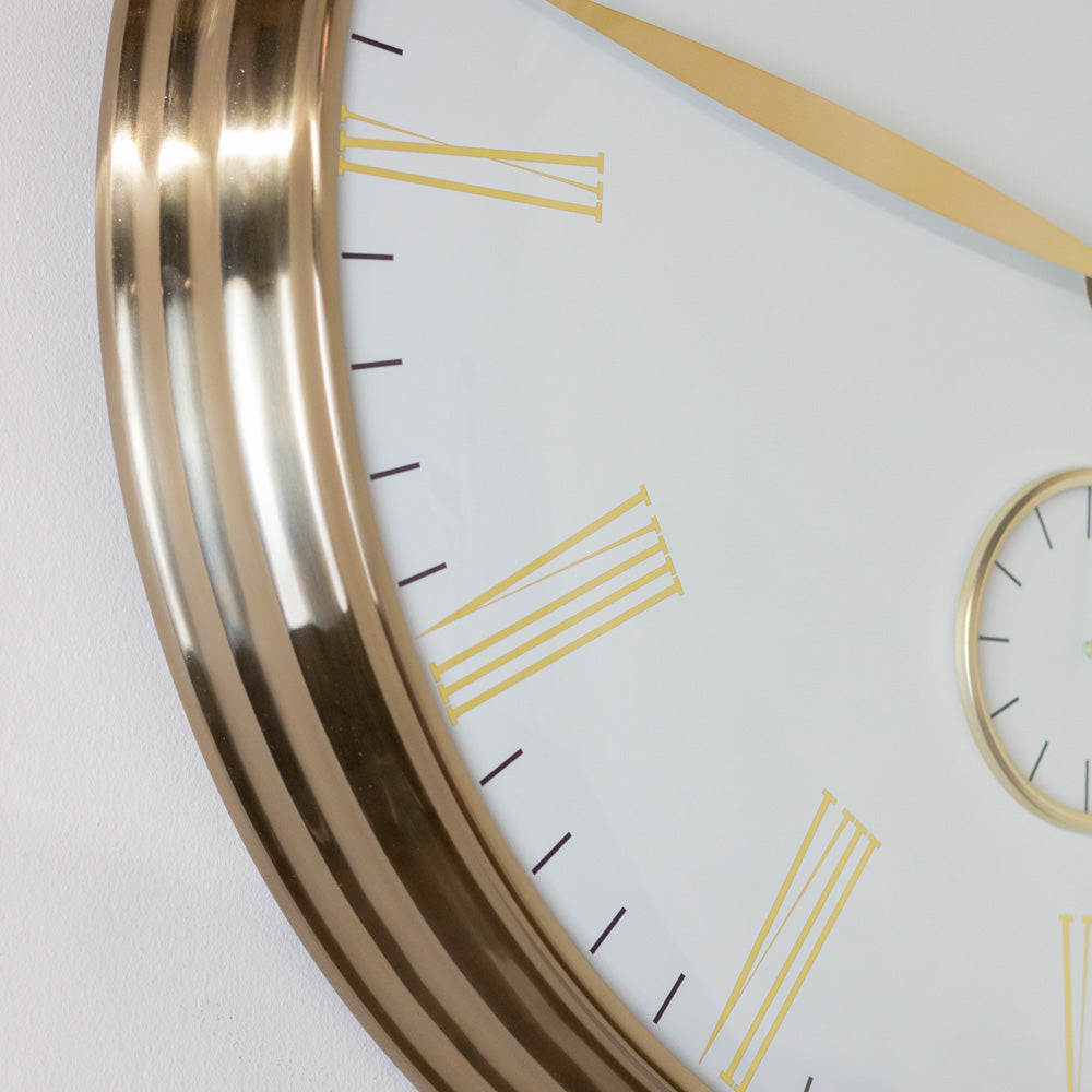 Baker & Brown White & Brass Clock 72 cm | Luxury Wall Clock - Foy and ...