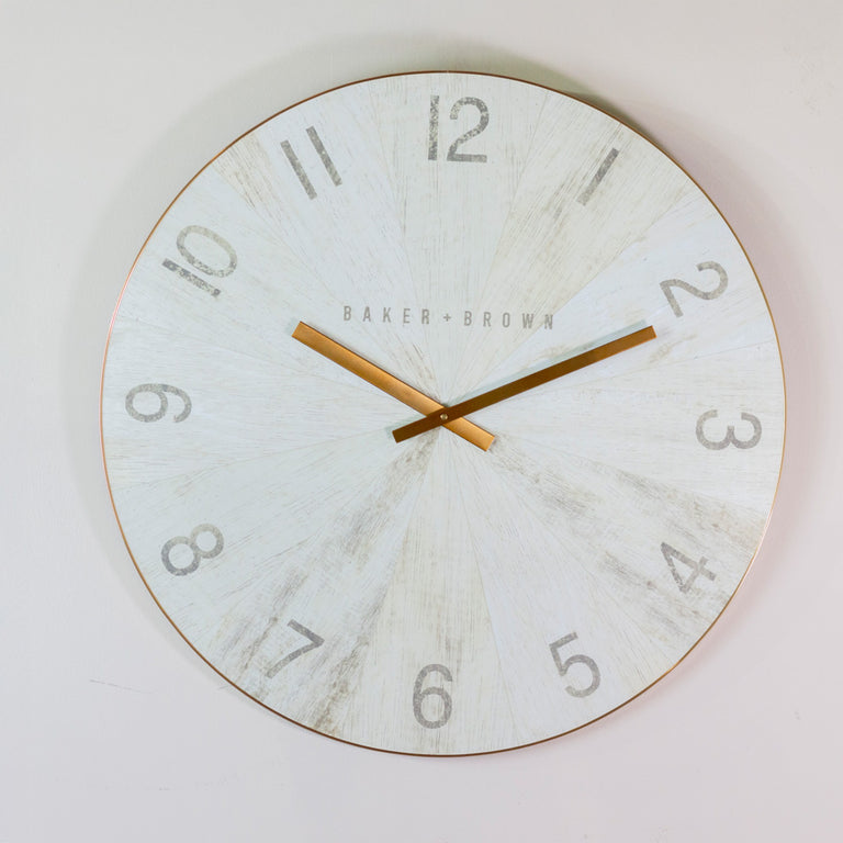 Baker and Brown Clock White Oak Gold