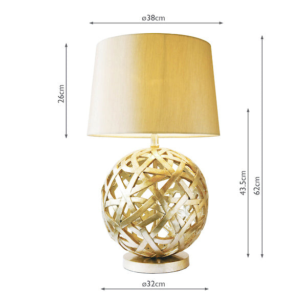 Balthazar Table Lamp Antique Gold - Modern Table Lamp with Silk Shade