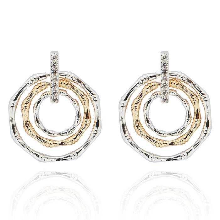 Bamboo Circles Two Tone Earrings