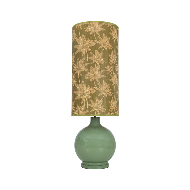 Bambou Olive Glass Table Lamp with Leaf Print Shade