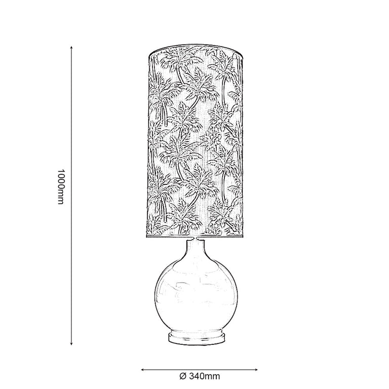 Bambou Olive Glass Table Lamp with Leaf Print Shade