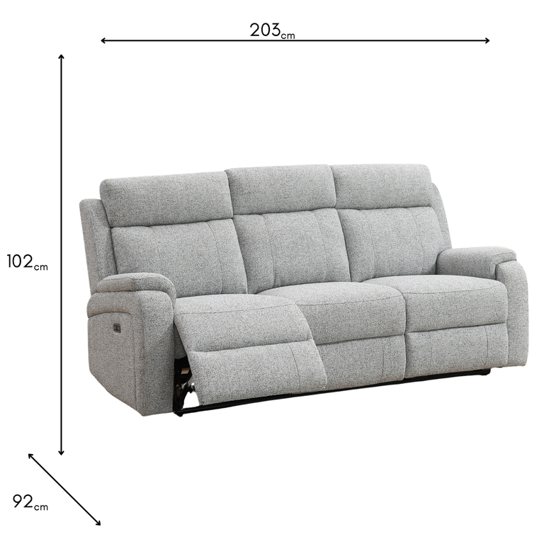 Banbury 3 Seater Sofa Recliner Silver - Fabric Living Room Sofa Collection