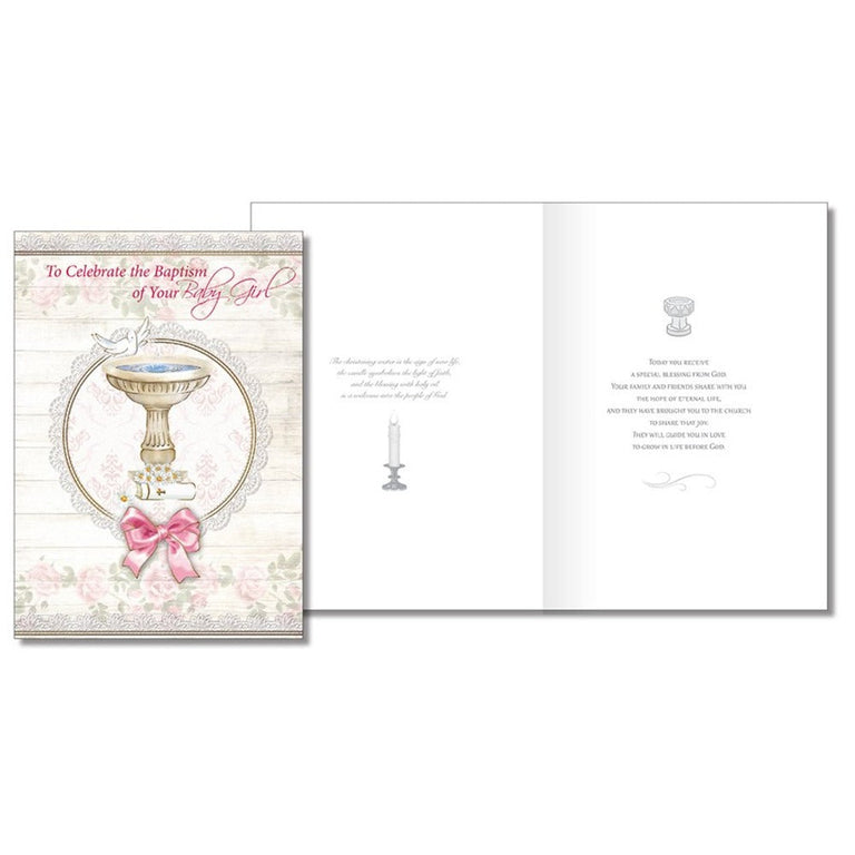 Baptism of Your Baby Girl Card with Insert