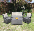 Barcelona Rattan Sofa Set with Coffee Table Grey life style picture