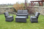Barcelona Rattan Sofa Set with Coffee Table Grey with 2 seater sofa, 2 single seats and a coffee table