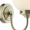 Barclay Bathroom Wall Light Antique Brass Opal Glass IP44 close view picture of the fitting plate