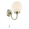 Barclay Bathroom Wall Light Antique Brass Opal Glass IP44 picture on the white background